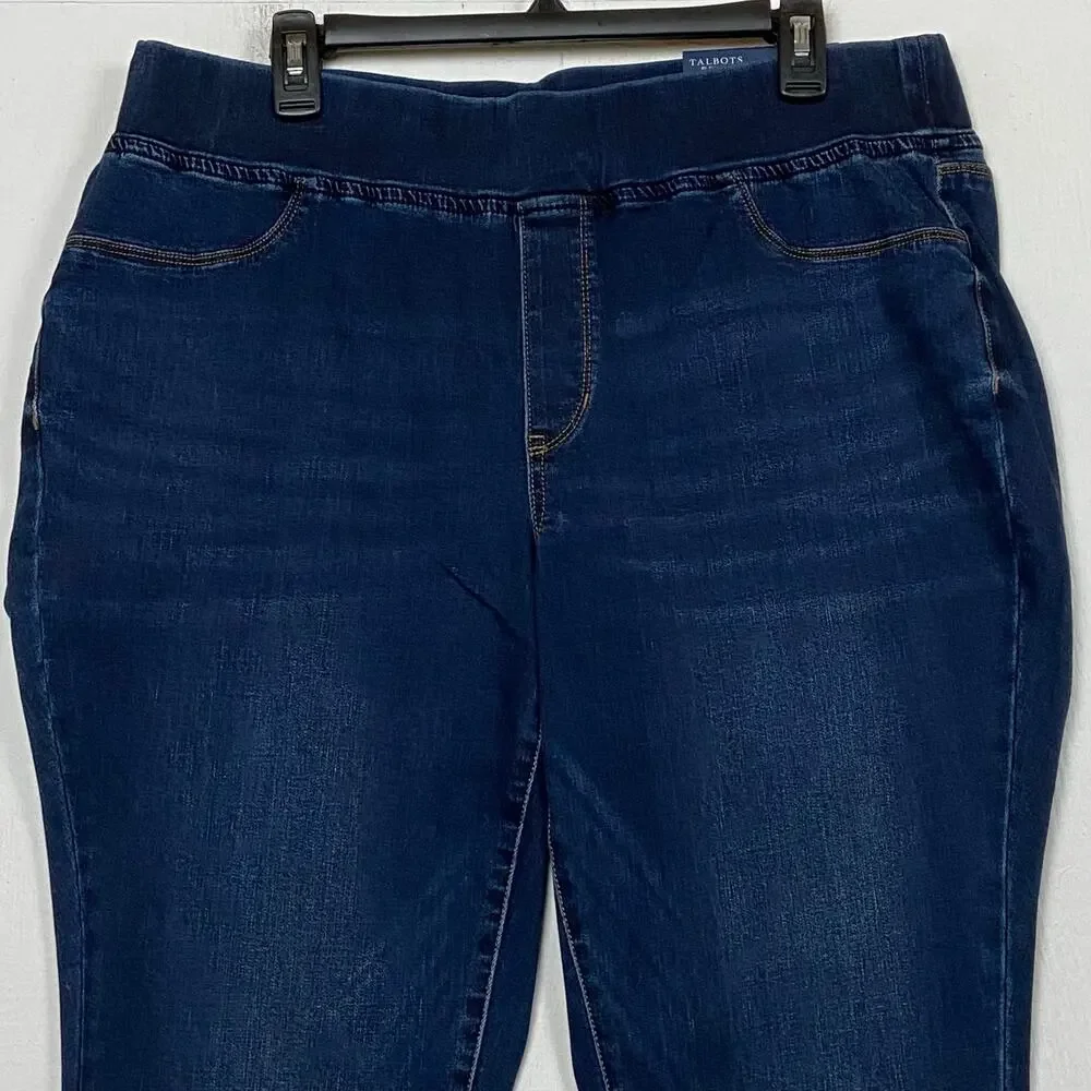 Talbots Jeans Womens 18W Petite Plus Pull On Jegging High Rise Dark Wash Blue - Picture 2 of 10